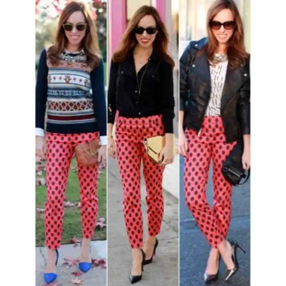 J. Crew Minnie Medallion Coral Cropped pant Size 6